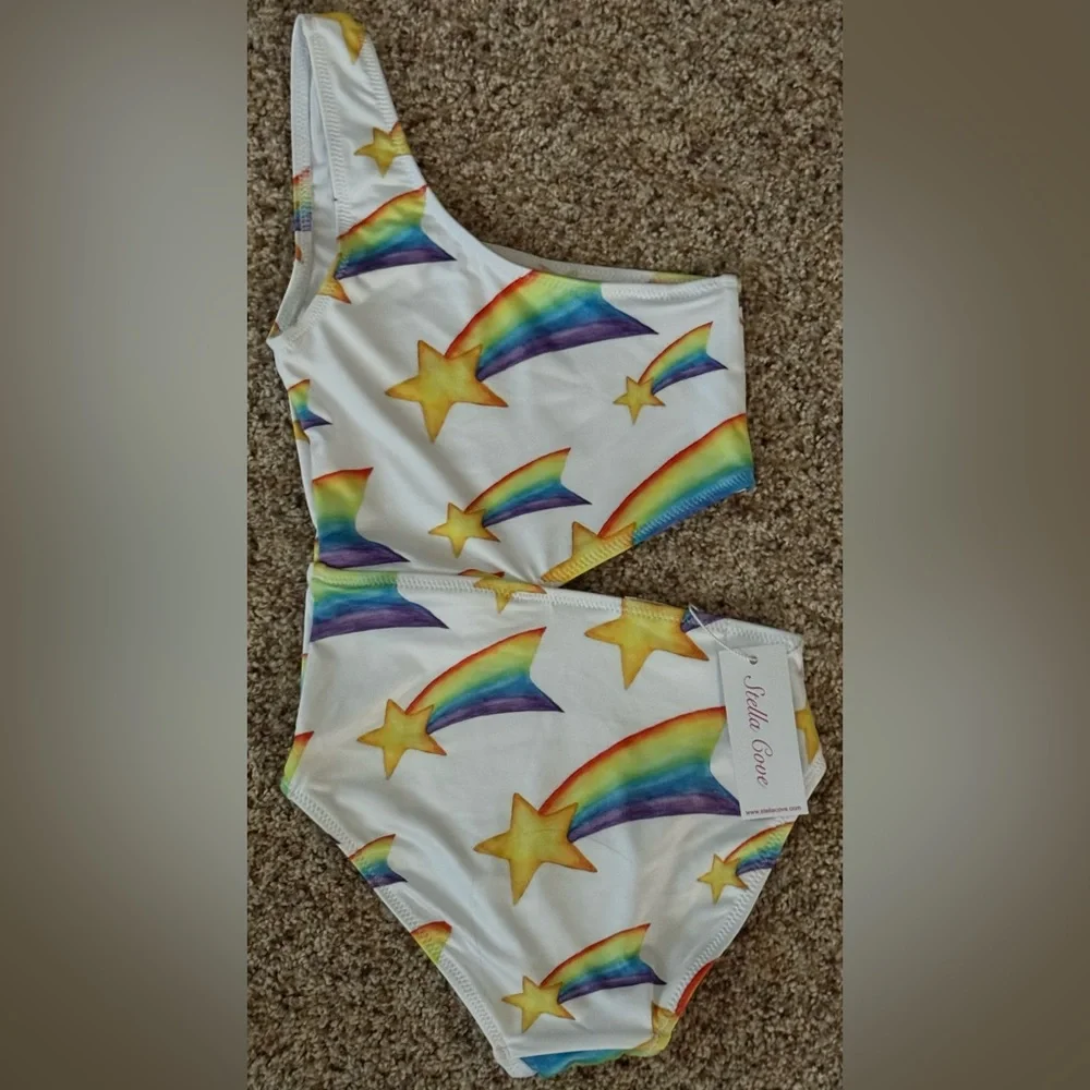 NWT and in Plastic Stella Cove Girls 4 yrs Shooting Stars Side Cut Swimsuit